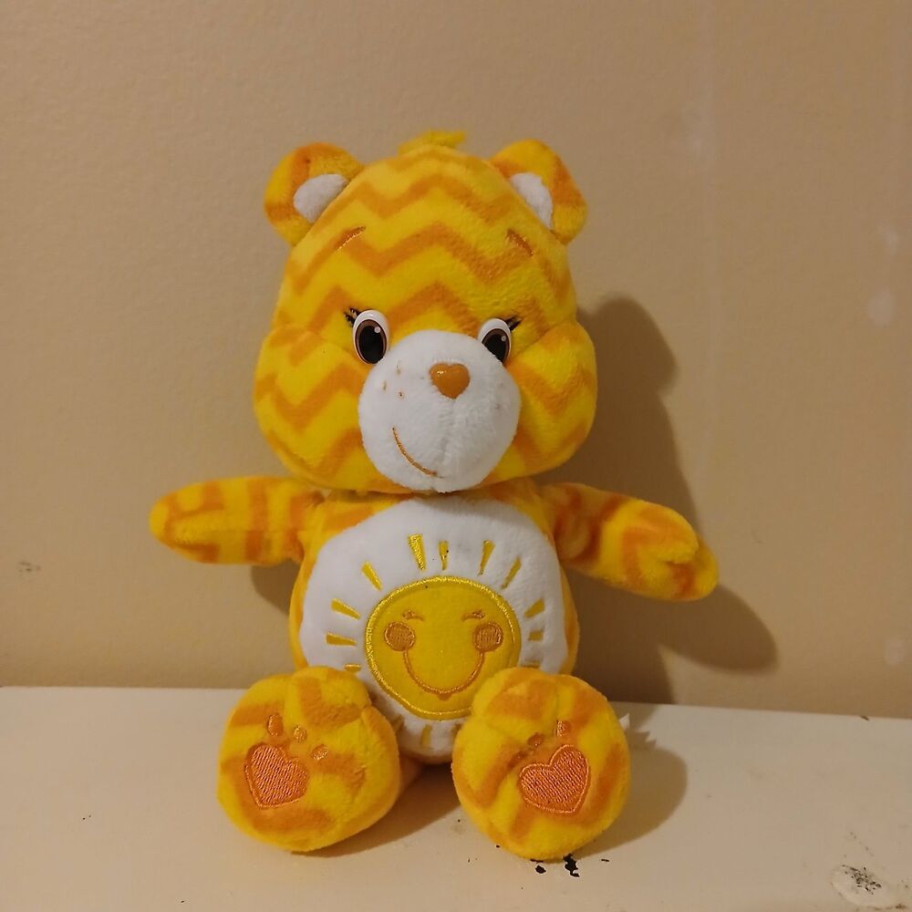 Just Play Care Bears Fun Bear Chevron Yellow Stuffed Plush Animal Toy Doll 8"